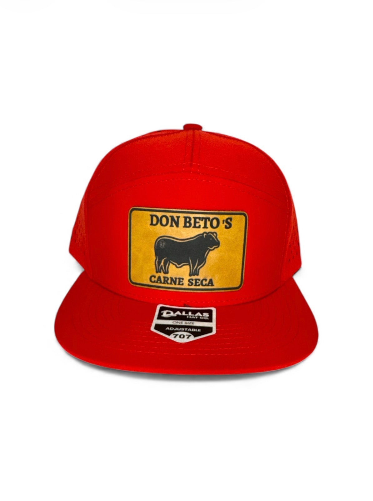 RED SNAPBACK WITH BEIGE PATCH